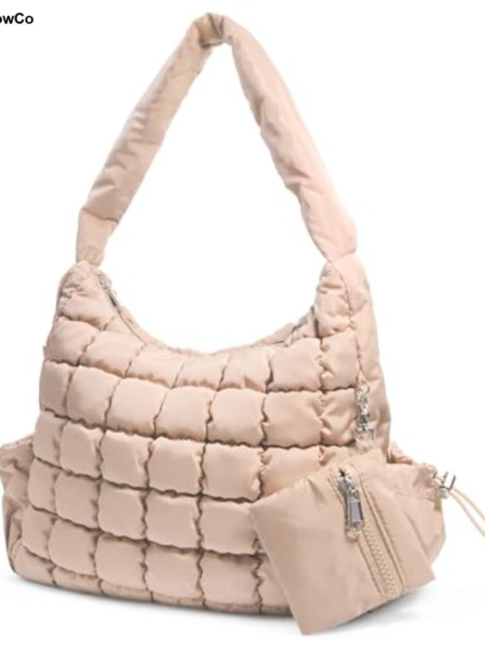 Quilted Puffer Hobo Shoulder Bag Lightweight Handbag Polyester